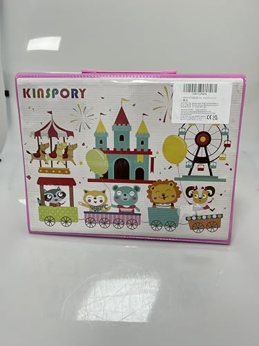 KINSPORY Art Supplies, 290 Pack Art Sets Crafts Drawing Coloring kit, Double-Side Trifold Easel, Oil Pastels, Crayons, Colored Pencils, Creative Gift for Beginners Artists Girls Boys Kids (Pink)