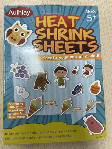 Auihiay 145 Pieces Shrink Plastic Sheet Kit Include 20 PCS Shrinky Paper with 125 PCS Keychains Accessories for Kids Creative Craft, Easter Mother Day Ornament
