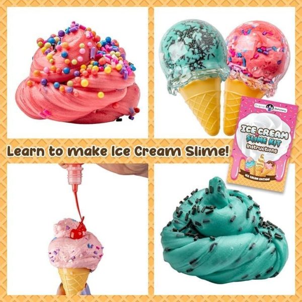 Original Stationery Slime Kit for Girls - 31-Piece Multicolor Ice Cream, Cherry Scent - DIY Ice Cream Slime Making Kit & Arts and Crafts for Kids Ages 8-12 - Birthday Gifts for Girls