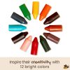 Honeysticks 100% Pure Beeswax Crayons (12 Pack) - Non Toxic Crayons, Safe for Babies and Toddlers, for 1 Year Plus, Handmade in New Zealand with Natural Beeswax, Food-Grade Colors, Eco-Friendly