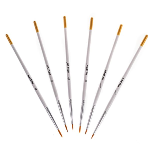 MEEDEN Miniature Detail Paint Brushes - 2/0 3/0 0 Small Fine Tip Paintbrush Set for Acrylic Watercolor Painting - Modle Paint Brush for Craft Nail