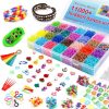 INSCRAFT Rubber Band Refill Kit, Over 11000 Rubber Bands, 28 Colors with Container, 600 Clips, 200 Beads, 52 ABC Beads, Premium Bracelet Making Refill Kit for Girls Kids
