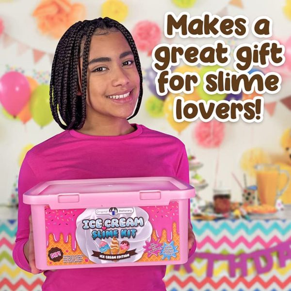 Original Stationery Slime Kit for Girls - 31-Piece Multicolor Ice Cream, Cherry Scent - DIY Ice Cream Slime Making Kit & Arts and Crafts for Kids Ages 8-12 - Birthday Gifts for Girls