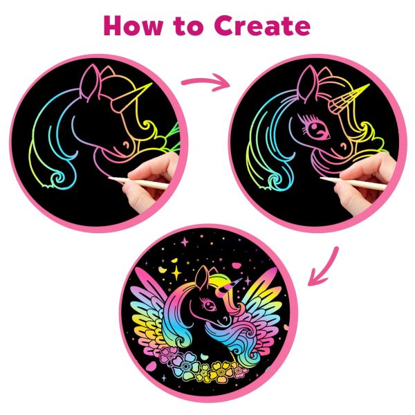 ZMLM Scratch Art Crafts Girls Gifts, 60 Rainbow Scratch Paper Art Gifts for 3 4 5 6 7 8 9 10 Years Old Girls and Boys Kids, Arts and Crafts for Kids 4-6 Birthday Toys and Games Activities Gift (Pink)