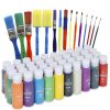 Kids Tempera Paint Set | Value Pack Includes 40 Washable Non-Toxic Colorful Paints (2oz bottles) & 15 Brushes | Metallic, Neon, Glow In The Dark, Glitter Paints | Paint For Arts & Crafts, Fun Projects