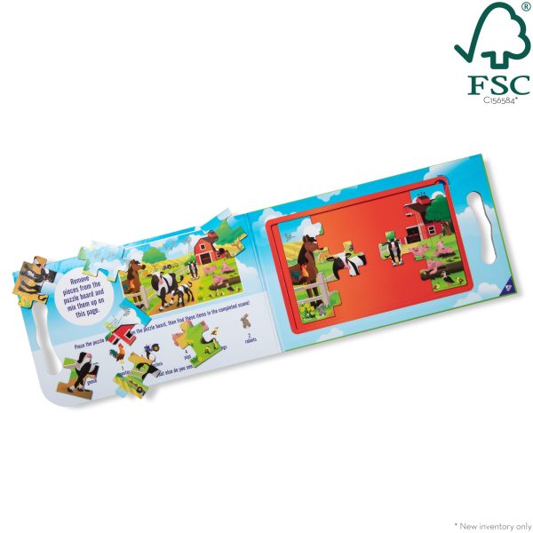 Melissa & Doug Take-Along Magnetic Jigsaw Puzzles Travel Toy On the Farm (2 15-Piece Puzzles) - FSC Certified