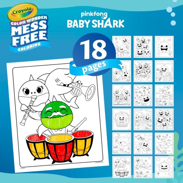 Crayola Baby Shark Color Wonder Pages, Mess Free Coloring for Toddlers, Coloring Activity, Travel Activities, Toddler Toys & Gifts, 3+