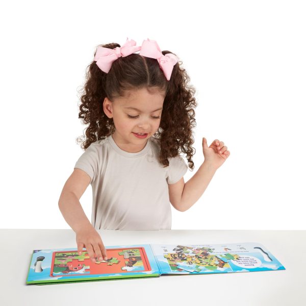 Melissa & Doug Take-Along Magnetic Jigsaw Puzzles Travel Toy On the Farm (2 15-Piece Puzzles) - FSC Certified