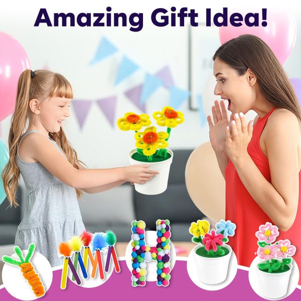 FUNZBO Arts and Crafts Supplies for Kids - Craft Kit with Glitter Glue Stick, Pipe Cleaners Pom Poms Craft & Craft Tools, DIY School Supplies Kit, Girls Toys, Birathday Gifts for Girls Boys Age 4+
