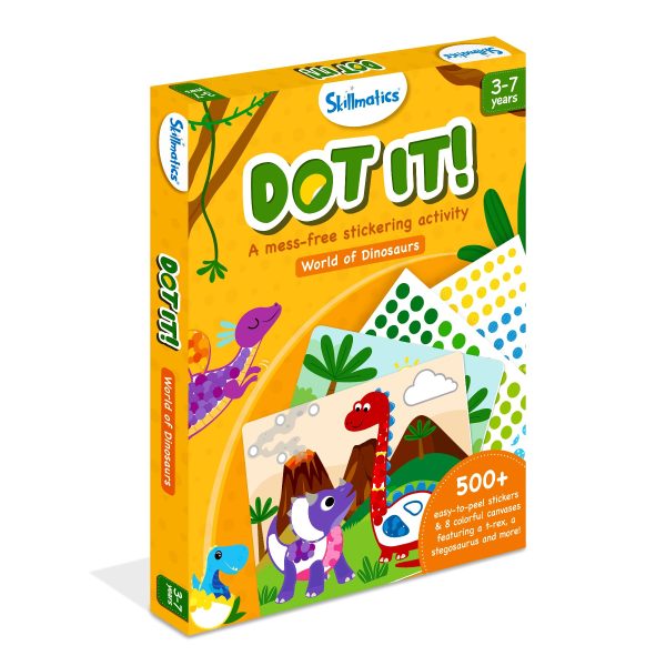 Skillmatics Dot It Sticker Art - Dinosaurs, Mess-Free Fun for Kids, 500+ Stickers, Craft Kits, DIY Scrapbooking Activity, Travel Toys, Gifts for Boys & Girls Ages 3, 4, 5, 6, 7