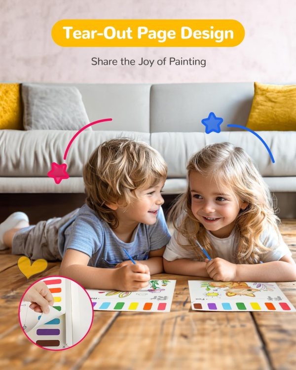TECJOE Paint with Water Coloring Books for Toddlers, A to Z 26 Pages Animal Watercolor Paint Set with 3 Brushes, Mess Free Painting Activity for Kids Ages 4 5 6 7 8, Christmas Gifts Arts & Crafts Toy