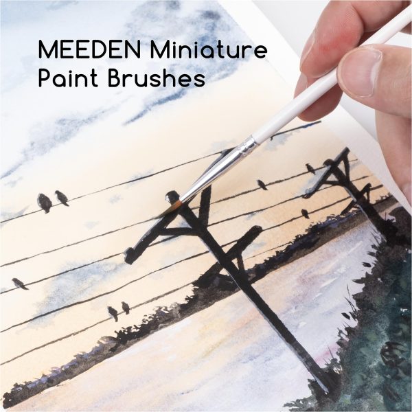MEEDEN Miniature Detail Paint Brushes - 2/0 3/0 0 Small Fine Tip Paintbrush Set for Acrylic Watercolor Painting - Modle Paint Brush for Craft Nail