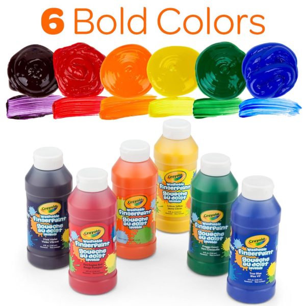 Crayola Washable Finger Paints (6ct), Toddler Paint Set, Nontoxic Finger Paint for Kids, Arts & Crafts Supplies for Toddlers, Teacher Classroom Must Have [Amazon Exclusive]
