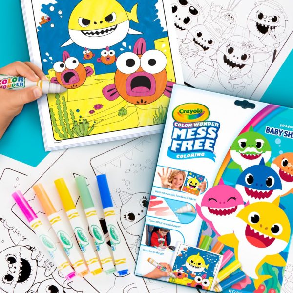 Crayola Baby Shark Color Wonder Pages, Mess Free Coloring for Toddlers, Coloring Activity, Travel Activities, Toddler Toys & Gifts, 3+