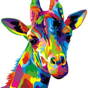 Giraffe Paint by Numbers Kits for Kids & Adult, Kids Paint by Number Kits Canvas Painting by Numbers, Colorful Giraffe 16x20inch Without Frame