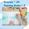 YPLUS Coloring Set for Kids with 24 Crayons 3 Coloring Books, Toddler Painting Kit Peanut Crayon Drawing Books, Washbale Non Toxic Art Craft Supplies for 1-3, 2-4, 4-6