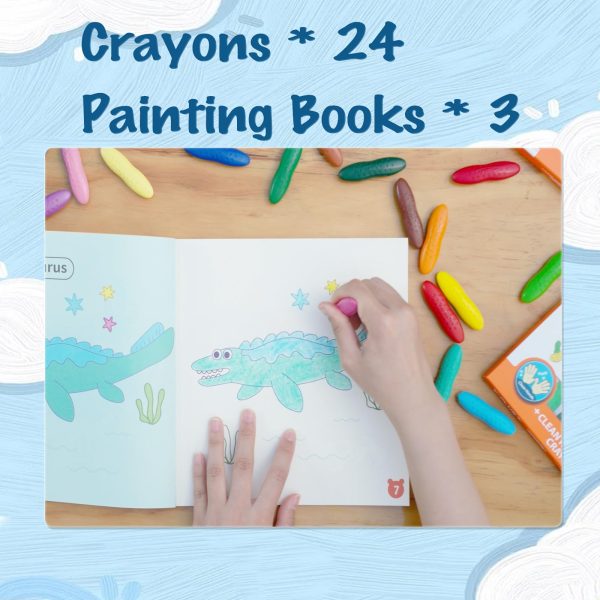 YPLUS Coloring Set for Kids with 24 Crayons 3 Coloring Books, Toddler Painting Kit Peanut Crayon Drawing Books, Washbale Non Toxic Art Craft Supplies for 1-3, 2-4, 4-6