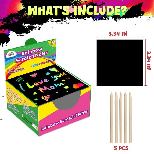 ZMLM Rainbow Scratch Paper Art Crafts Mini Notes Kids Gifts 4 5 6 7 8 9 10 Years Old Girls Boys Students Teens Classroom Prizes School Supplies Birthday Party Travel Toy Activity