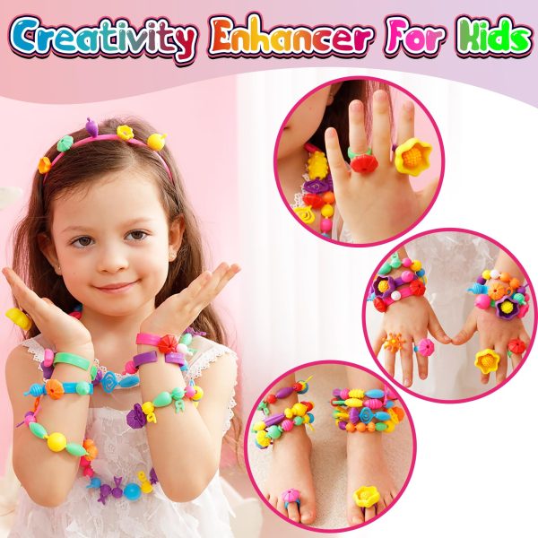 FUNZBO 520+ Snap Pop Beads - Jewelry Making Kit, Arts and Crafts for Kids Ages 4-8, Toys for 3 4 5 6 Years Old Girls Birthday Gifts Ideas, Bracelet Necklace Ring Snap Set for Little Girls