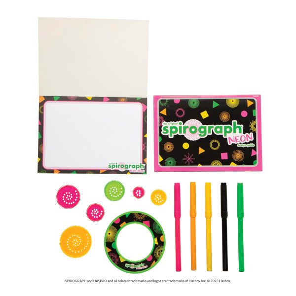 Spirograph Neon Drawing Set – Drawing Kit, Arts and Crafts, Kids Toys, Art Supplies, Spiral Art, Kids Drawing Kit, Neon Markers, Design Sheet Included, Screen-Free Kids Activities, Ages 8+