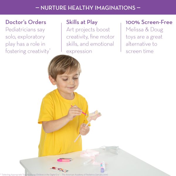 Melissa & Doug Created by Me! Paint & Decorate Your Own Wooden Princess Wand Craft Kit, Pink - Princess Crafts Great for Rainy Days, Princess Toys for Kids Ages 4+