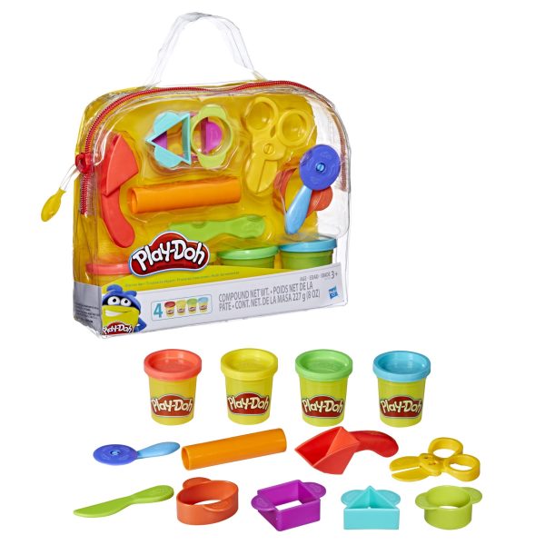 Play-Doh Starter Set 9-Piece Kit with Storage Tote & 4 Modeling Compound Cans, Arts and Crafts for Kids, Back to School Classroom Supplies, Preschool Toys, Ages 3+