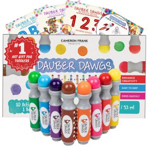 Dauber Dawgs Washable Dot Markers for Toddlers - Bingo Markers for Dot Art w/ PDF Activity Books, Dot Paints Washable for Kids, Bingo Dabbers Dotters & Dobbers, Holiday Gifts Daubers, Dot Painting