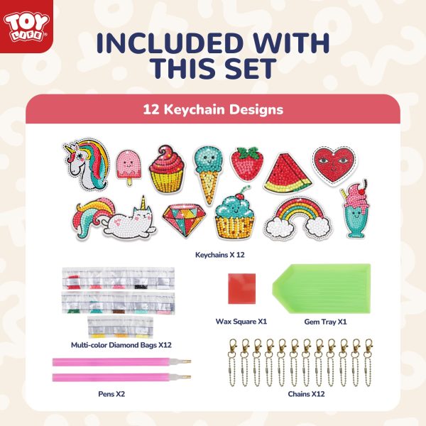 TOY Life Diamond Art Kits for Kids with Keychains, Unicorn Diamond Painting Kits for Kids, Gem Art Diamond Dots for Girls Age 8-12