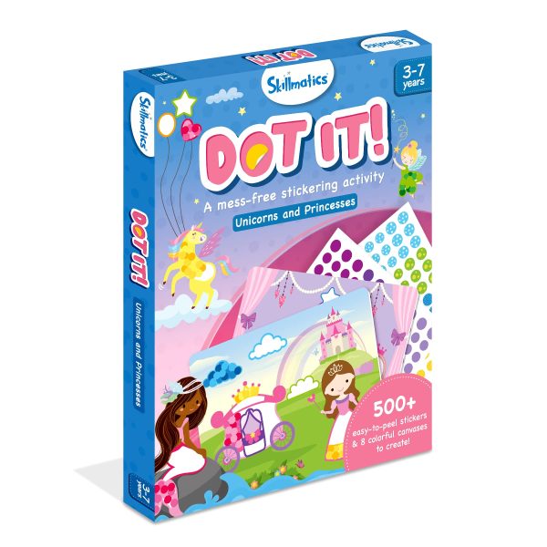 Skillmatics Dot It Sticker Art - Unicorns & Princesses, Mess-Free Fun for Kids, 500+ Stickers, Craft Kits, DIY Scrapbooking Activity, Travel Toys, Gifts for Girls & Boys Ages 3, 4, 5, 6, 7