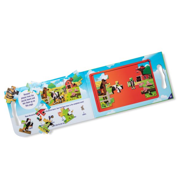 Melissa & Doug Take-Along Magnetic Jigsaw Puzzles Travel Toy On the Farm (2 15-Piece Puzzles) - FSC Certified
