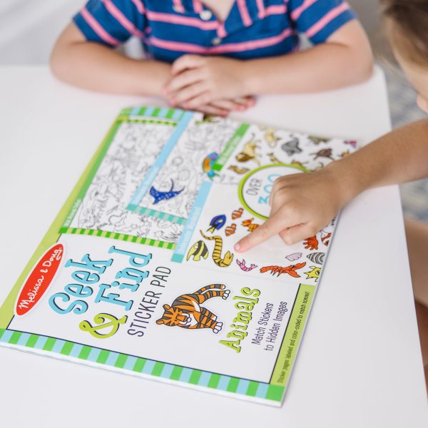 Melissa & Doug Seek and Find Sticker Pad, Animals (400+ Stickers, 14 Scenes to Color) Search and Find Sticker Pads, Arts and Crafts Activity for Kids Ages 4+ - FSC-Certified