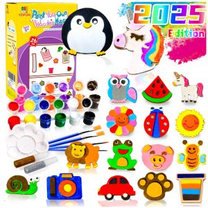 YOFUN Paint Your Own Wooden Magnet - Wood Painting Craft Kit and Art Set for Kids, Art and Craft Supplies Party Favors for Boys Girls Age 4 5 6 7 8, Easter Crafts & Basket Stuffers