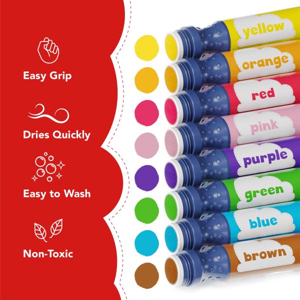 DOODLE HOG Washable Dot Markers for Toddlers 1-3 Years, 8 Colors Bingo Markers, Paint Marker for Kids Preschool, Non Toxic Arts and Crafts Supplies