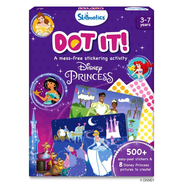 Skillmatics Dot It Sticker Art - Disney Princess, Mess-Free Fun for Kids, 500+ Stickers, Craft Kits, DIY Scrapbooking Activity, Travel Toys, Gifts for Girls & Boys Ages 3, 4, 5, 6, 7