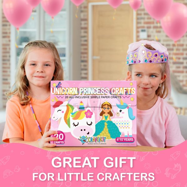 Craftikit® 20 Award-Winning Princess & Unicorn Crafts for Kids Ages 3-10 Years, All-Inclusive Toddler Arts and Craft Kits for Kids, Fun Toddler Craft Box for Girls in Preschool