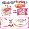 FUNZBO 520+ Snap Pop Beads - Jewelry Making Kit, Arts and Crafts for Kids Ages 4-8, Toys for 3 4 5 6 Years Old Girls Birthday Gifts Ideas, Bracelet Necklace Ring Snap Set for Little Girls