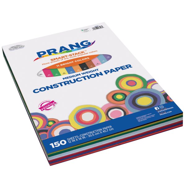 Prang (Formerly SunWorks) Smart-Stack Construction Paper, 11 Assorted Colors, 12" x 18", 150 Sheets