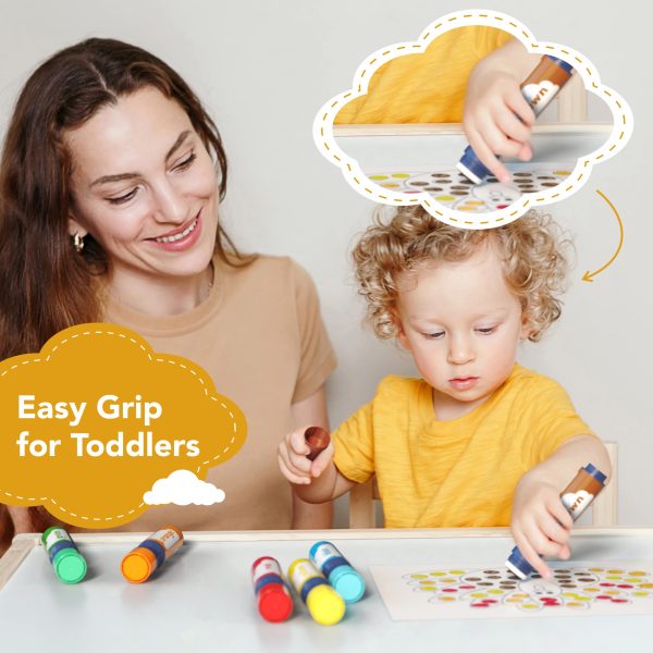 DOODLE HOG Washable Dot Markers for Toddlers 1-3 Years, 8 Colors Bingo Markers, Paint Marker for Kids Preschool, Non Toxic Arts and Crafts Supplies