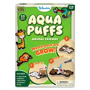 Skillmatics 3D Art Kit - Aqua Puffs Animals, Mess-Free Paint by Number Craft for Kids, DIY Color & Inflate Activity, Travel & Creative Gift for Girls & Boys Ages 4, 5, 6, 7, 8, 9, 10