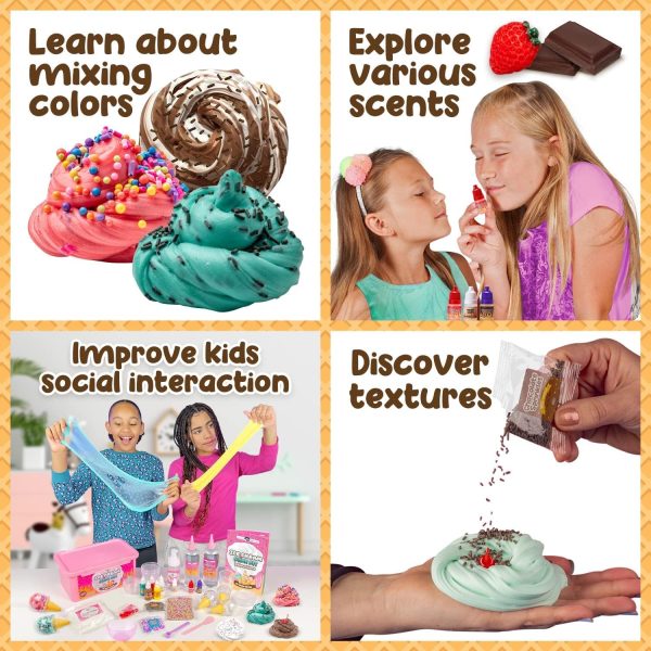 Original Stationery Slime Kit for Girls - 31-Piece Multicolor Ice Cream, Cherry Scent - DIY Ice Cream Slime Making Kit & Arts and Crafts for Kids Ages 8-12 - Birthday Gifts for Girls