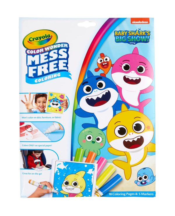 Crayola Baby Shark Color Wonder Pages, Mess Free Coloring for Toddlers, Coloring Activity, Travel Activities, Toddler Toys & Gifts, 3+