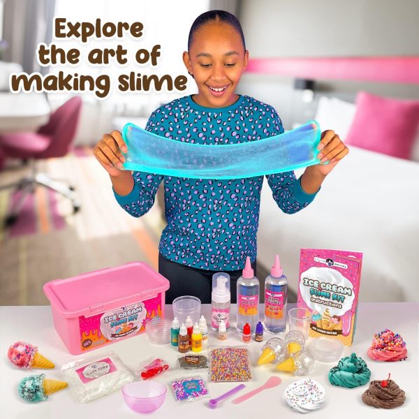 Original Stationery Slime Kit for Girls - 31-Piece Multicolor Ice Cream, Cherry Scent - DIY Ice Cream Slime Making Kit & Arts and Crafts for Kids Ages 8-12 - Birthday Gifts for Girls