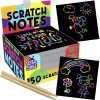PURPLE LADYBUG 150 Rainbow Scratch Art Mini Notes - Arts and Crafts Supplies, Fun & Colorful Scratch Paper for Kids & Teens Gift, Classroom School Supplies, Back to School Gift, Travel, Camping