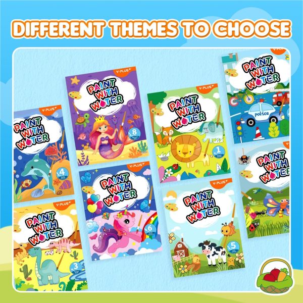 YPLUS Paint with Water Books for Toddlers, Art Craft Toys Watercolor Painting Paper for Kids Gift for Drawing with Brush - Animals