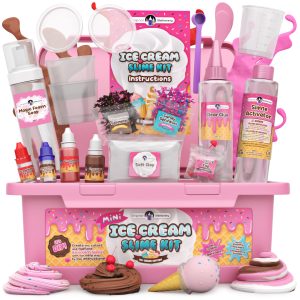 Original Stationery Mini Ice Cream Slime Kit for Girls Ages 7-12 - Small Multicolor Ice Cream Slime Maker Kit with Sprinkles (Strawberry Scented)