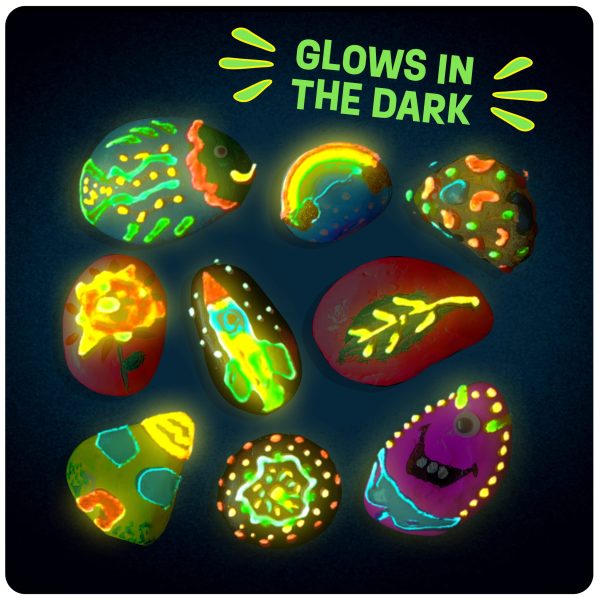 Dan&Darci Kids Rock Painting Kit - Glow in The Dark - Arts & Crafts Gifts for Boys and Girls Ages 6-12 - Craft Activities Kits - Creative Art Toys for 6, 7, 8, 9, 10, 11 & 12 Year Old Kid