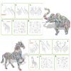 KAZOKU 3D Coloring Puzzle Set, Arts and Crafts for Girls&Boys Ages 6-12 Toys 4 Animals Puzzles with 12 Coloring Pens Supplies Fun Painting Kit Kids Age 8 9 10 11 12 Birthday Children's Day Gift