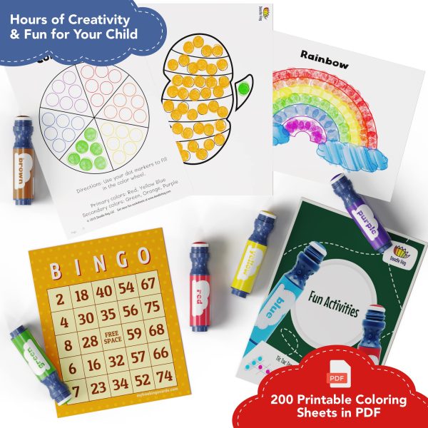 DOODLE HOG Washable Dot Markers for Toddlers 1-3 Years, 8 Colors Bingo Markers, Paint Marker for Kids Preschool, Non Toxic Arts and Crafts Supplies
