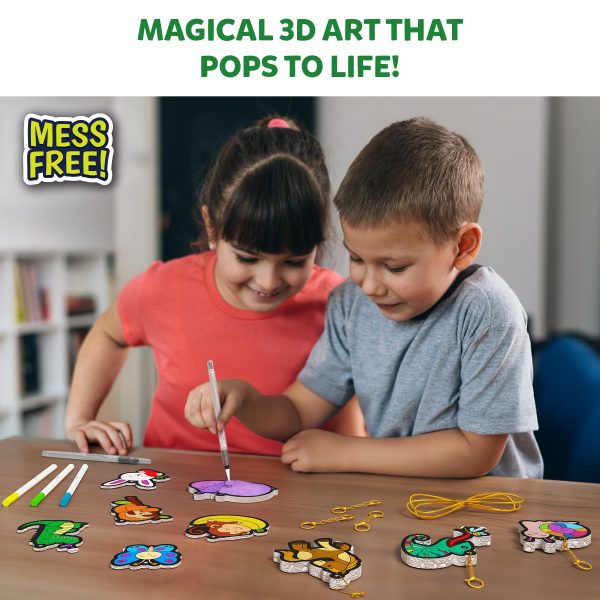 Skillmatics 3D Art Kit - Aqua Puffs Animals, Mess-Free Paint by Number Craft for Kids, DIY Color & Inflate Activity, Travel & Creative Gift for Girls & Boys Ages 4, 5, 6, 7, 8, 9, 10