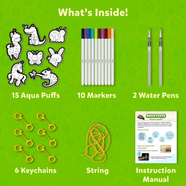 Skillmatics 3D Art Kit - Aqua Puffs Animals, Mess-Free Paint by Number Craft for Kids, DIY Color & Inflate Activity, Travel & Creative Gift for Girls & Boys Ages 4, 5, 6, 7, 8, 9, 10